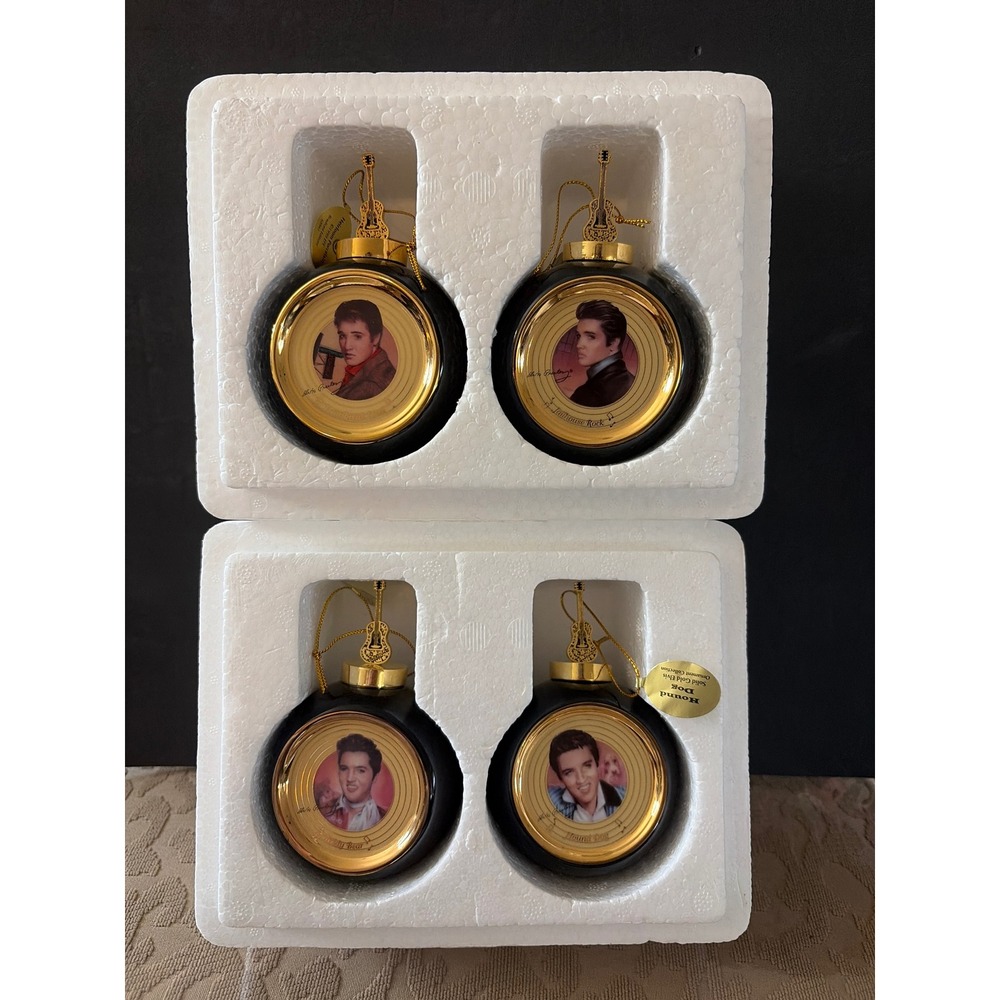 Elvis Presley Solid Gold Elvis Ornament Collection Set of 4 1999 EPE Guitar Top